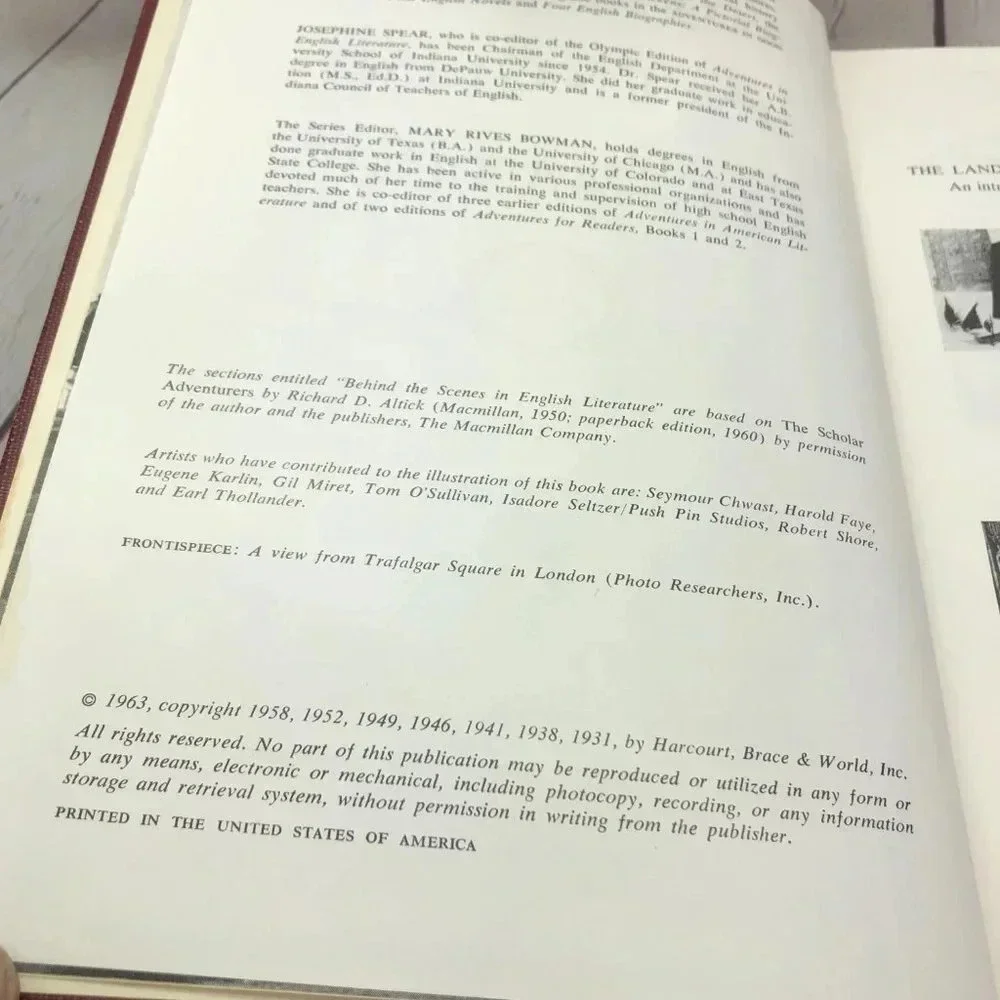 Vintage 1963 ADVENTURES IN ENGLISH LITERATURE textbook